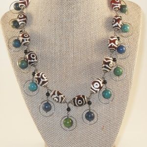Sterling Brown Glass Evil Eye Necklace